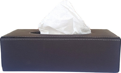

TYPIFY 1 Compartments Leather Black Tissue Box(Black)