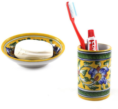 

India Meets India 0105HOBP00001 Ceramic Bathroom Set(Pack of 2)