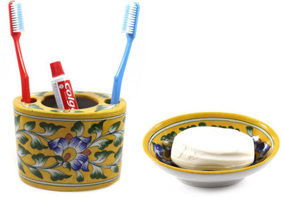 

India Meets India 0105HOBP00018 Ceramic Bathroom Set(Pack of 2)