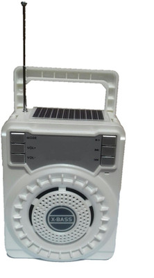 

CRETO latest portable fm radio with solar panel support usb pendrive, memory card(sd/tf), aux, headphone out FM Radio(White)