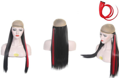 

Ritzkart Black Straight hair Extension with get free red fashion streak Hair Extension