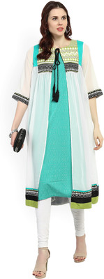 W Women Printed, Solid Straight Kurta(Multicolor)