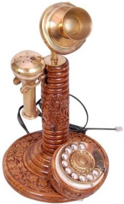 Handicraft SHEESHAM MADE VINTAGE OPERATIONAL Corded Landline Phone(Brown)