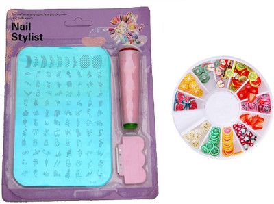 

Royalkart NAil Art Stamping Kit Image Plate ( XY 10) with Nail Art Decorations Fruit Slices 3D Polymer Clay Tiny Fimo Wheel(Multi color)