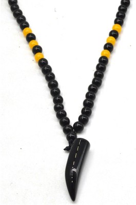 Sullery 6 mm Natural Stone Black Agates Onyx Beads Mala Bead With Tiger Claw Nail Pendant Agate, Onyx Wood, Crystal Necklace
