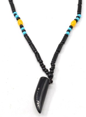 Sullery 5 mm Natural Stone Black Agates Onyx Beads Mala Bead With Tiger Claw Nail Pendant Agate, Onyx Wood, Crystal Necklace