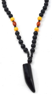 Sullery 6 mm Natural Stone Black Agates Onyx Beads Mala Bead With Tiger Claw Nail Pendant Agate, Onyx Wood, Crystal Necklace