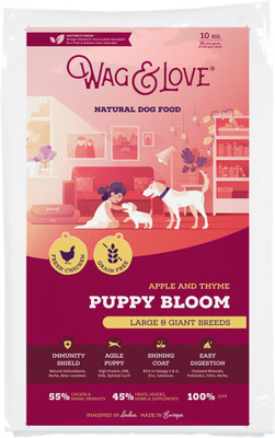

Wag & Love Natural Dry Food for Large & Giant Breed PUPPY Chicken, Fruit, Meat 10 kg Dry Dog Food(Pack of 20)
