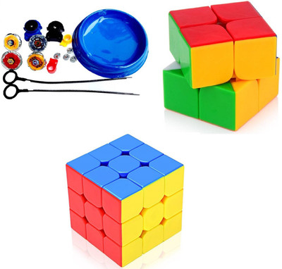 Civil 3 in 1 Mind Puzzler Cube 2x2 & 3x3 With 4PCS Stadium Beyblade-Pack of 3(3 Pieces)