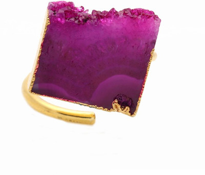 

The Sparkle Story Pink Druzy 13x15mm Gold Electroplated Fashionable Open  Stone Ring