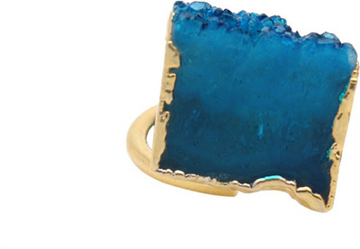 

The Sparkle Story Light Blue Druzy 13x15mm Gold Electroplated Fashionable Open  Stone Ring