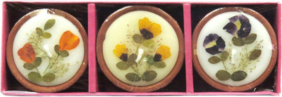 

Auroshikha Perfumed Terracotta Cup Candles Gift Set - with Natural Flowers - 3 in 1 - Mini(75 g)