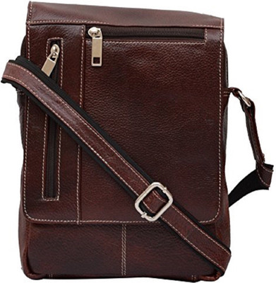 

SHEES Men & Women Casual Brown Genuine Leather Sling Bag
