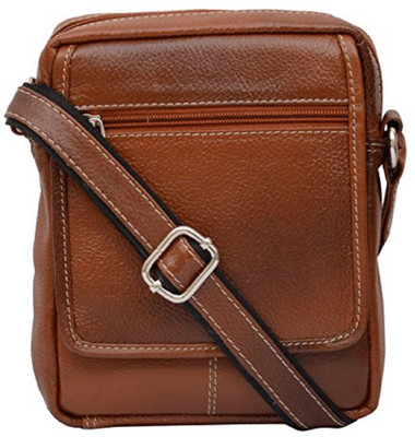 

SHEES Men & Women Casual Brown Genuine Leather Sling Bag