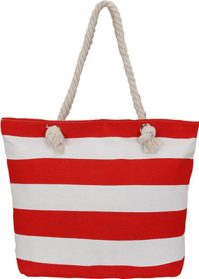 

LE CUERO Women Casual White, Red Jute Tote, Red;white