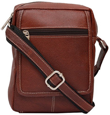 

SHEES Men & Women Casual Brown Genuine Leather Sling Bag