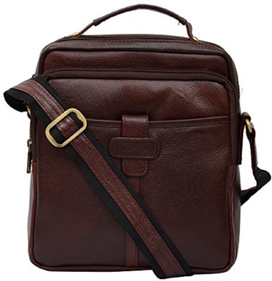 

SHEES Men & Women Casual Brown Genuine Leather Sling Bag