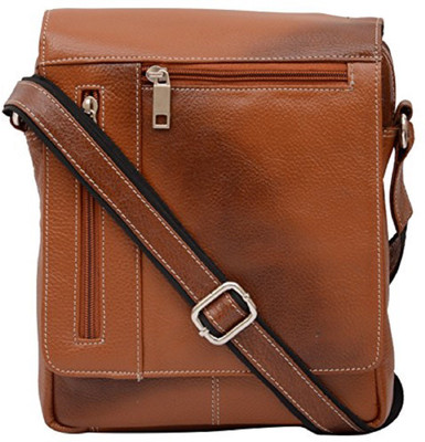 

SHEES Men & Women Casual Brown Genuine Leather Sling Bag