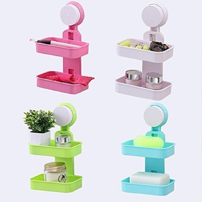 

DIVINEZON Hanging Double Layer Soap Box Holder With Suction Cup(Random)