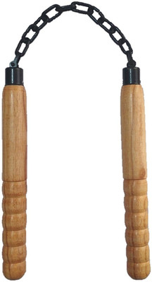 

PMG Wooden Nunchaku, Handle 10” With 9” Black Metal Chain,1 Piece (Martial Arts weapon & equipment nanchaku) Gymnastic Stick - 10 inch(Multicolor)