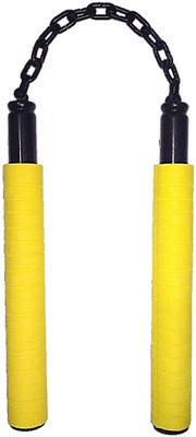 

PMG Rubber Foam Nunchaku, Yellow color Handle 10” With 9” Black Metal Chain,1 Piece (Martial Arts weapon & equipment nanchaku) Gymnastic Stick - 10 inch(Yellow)