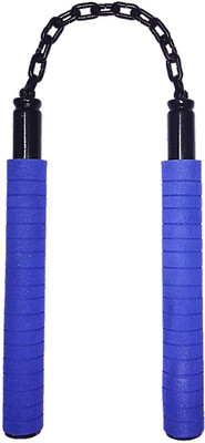 

PMG Rubber Foam Nunchaku, Blue color Handle 10” With 9” Black Metal Chain,1 Piece (Martial Arts weapon & equipment nanchaku) Gymnastic Stick - 10 inch(Blue)