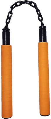 

PMG Rubber Foam Nunchaku, Orange color Handle 10” With 9” Black Metal Chain,1 Piece (Martial Arts weapon & equipment nanchaku) Gymnastic Stick - 10 inch(Orange)