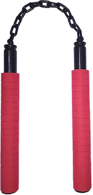 

PMG Rubber Foam Nunchaku, Red color Handle 10” With 9” Black Metal Chain,1 Piece (Martial Arts weapon & equipment nanchaku) Gymnastic Stick - 10 inch(Red)