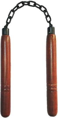 

PMG Wooden Nunchaku, Brown Handle 10" With 9” Black Metal Chain,1 Piece (Martial Arts weapon & equipment nanchaku) Gymnastic Stick - 10 inch(Brown)