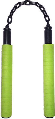 

PMG Rubber Foam Nunchaku, Green color Handle 10” With 9” Black Metal Chain,1 Piece (Martial Arts weapon & equipment nanchaku) Gymnastic Stick - 10 inch(Green)