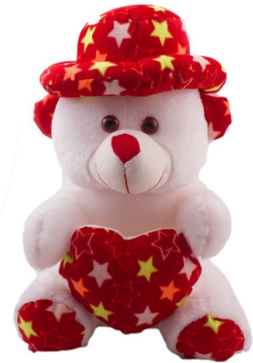 

Golden Eagle TEDDY BEAR WITH CAP & HEART (50 cm) - EXTREME SOFT (WHITE) - 50 cm(WHITE AND RED)