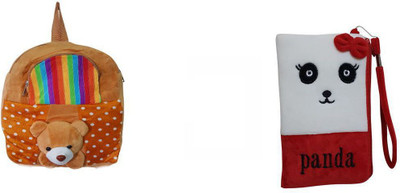

Global Choice Set of Teddy Polka Soft Toy Bag & Cute Panda Pouch - 14 inch(Brown, White)