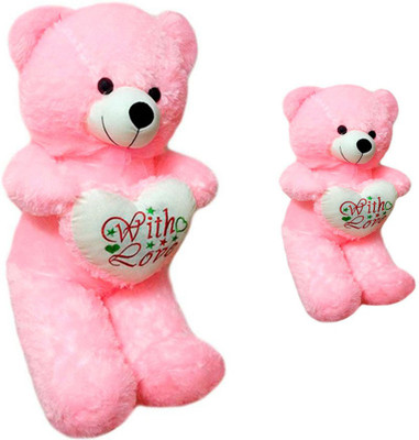 

ATTRACTIVE 3 FEET SOFT CUTE PINK STANDING HEART TEDDY BEAR WITH 11.2 FEET SMALL STANDING TEDDY - 90 cm(Pink)