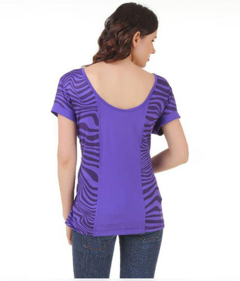 ADIDAS Solid Women Round Neck Purple T-Shirt ADIDAS Solid Women Round Neck Purple T-Shirt