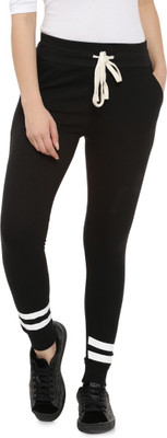 CAMPUS SUTRA Striped Women Black Track Pants