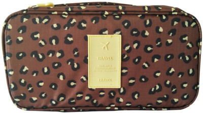 

Mosh Brown Leopard Print Travel Lingerie Organizer(Brown)
