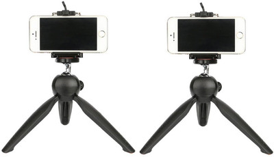 

Freya PACK OF 2 PHONE SINGLE PORTABLE TELEPHONE CAMERA CLIP STAND AND MINI Tripod Kit(Black, Supports Up to 500 g)
