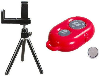 

ReTrack Adjustable Mini Mobile Camera Stand Clip Bracket Holder With Bluetooth Shutter Tripod(Black, Red, Supports Up to 500 g)