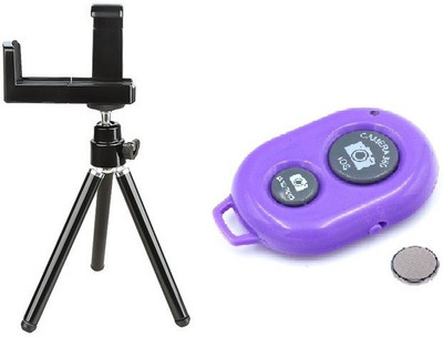 

ReTrack Adjustable Mini Mobile Camera Stand Clip Bracket Holder With Bluetooth Shutter Tripod(Black, Purple, Supports Up to 500 g)