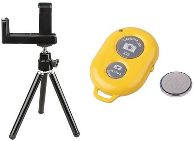 

ReTrack Adjustable Mini Mobile Camera Stand Clip Bracket Holder With Bluetooth Shutter Tripod(Black, Yellow, Supports Up to 500 g)