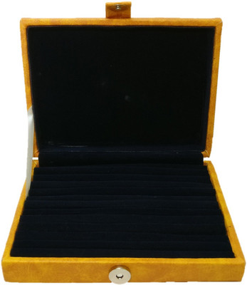 

Addyz Women men Ring Box Travel Storage case Gift item - Keeps 90-100 Rings. Jewellery Vanity Box(Gold)