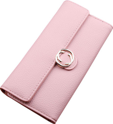 ZELP Women Black Fabric Wallet(9 Card Slots), Pink