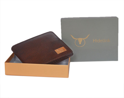 

Hidelink Men Brown Genuine Leather Wallet(6 Card Slots)