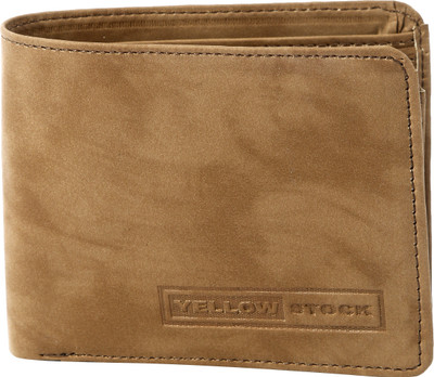 

Yellow Stock Men Tan Artificial Leather Wallet(7 Card Slots)
