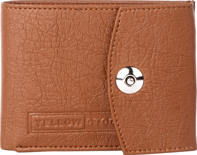 

Yellow Stock Men Tan Artificial Leather Wallet(10 Card Slots)