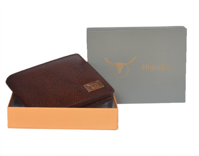

Hidelink Men Brown Genuine Leather Wallet(6 Card Slots)