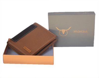 

Hidelink Men Brown Genuine Leather Wallet(6 Card Slots)