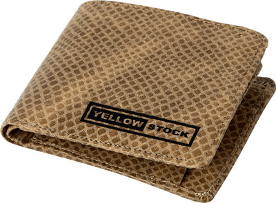 

Yellow Stock Men Tan Artificial Leather Wallet(7 Card Slots)