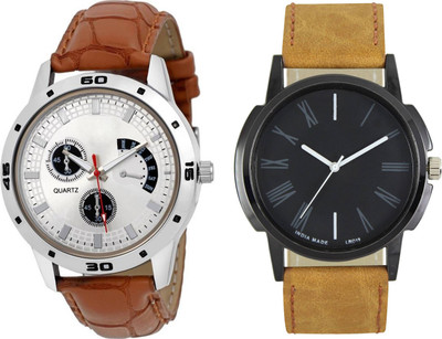 

FabSale Best Designer MultiColor Synthetic Leather Strap Stylish Round Dial Latest Analog Wrist Watch(Pack Of 2) Watch - For Men & Women