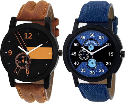 

FabSale Stylish Leather Strap Modish Designer Couple Combo Watch - For Men